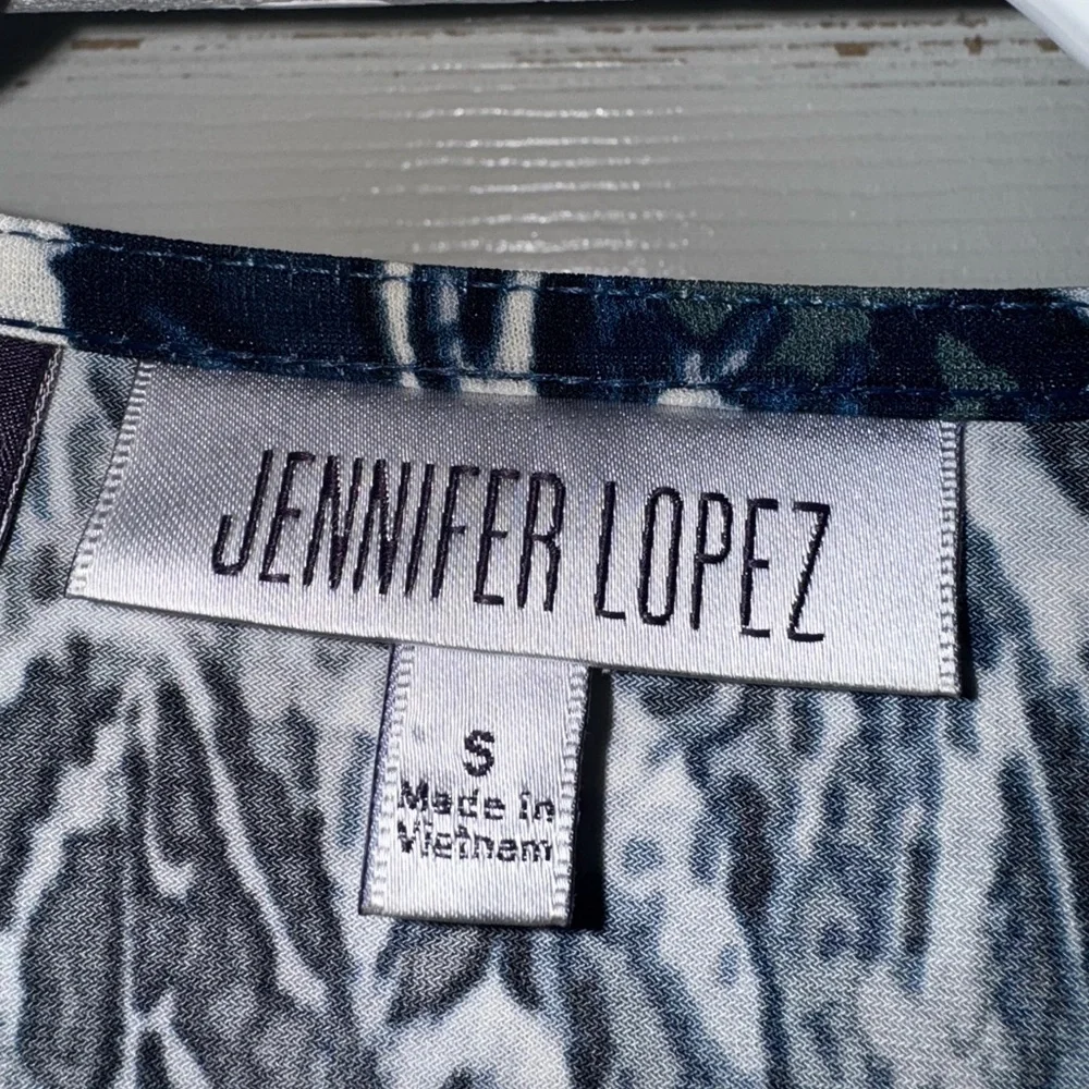 Jennifer Lopez Blue, Gray and Black Long Sleeve Dress - Picture 8 of 9